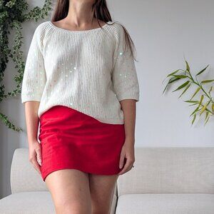 KOOKAÏ White/Cream sequined knit sweater with mid-length sleeves, Size M